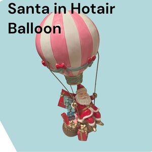 Santa in Hot Air Balloon large table decor - Pink and blue